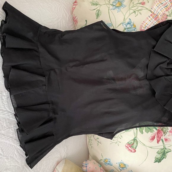 Ralph Lauren black ruffle blouse - Picture 2 of 3